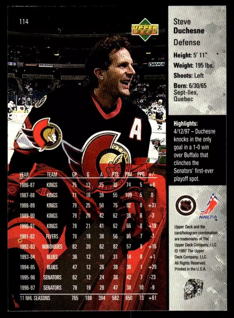 1997-98 Upper Deck #114 Steve Duchesne 1