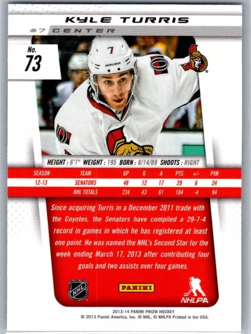 2013-14 Panini Prizm #73 Kyle Turris 1