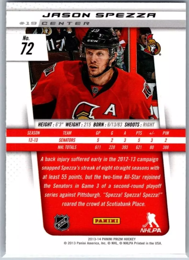 2013-14 Panini Prizm #72 Jason Spezza 1
