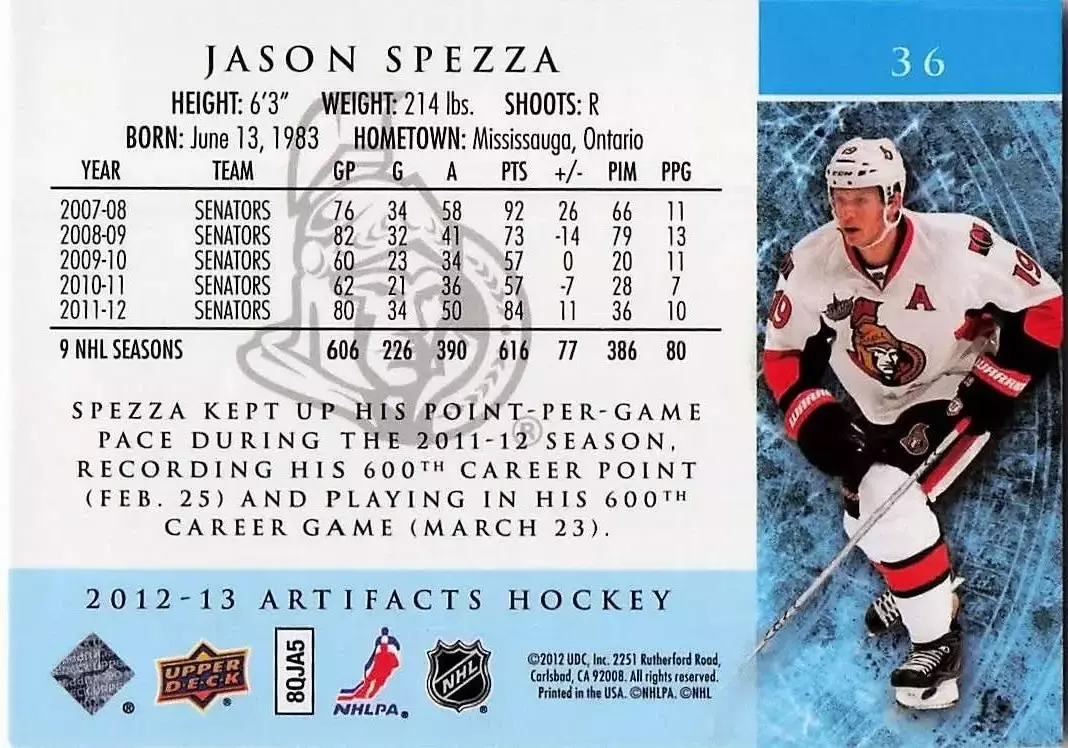 2012-13 Artifacts #36 Jason Spezza 1
