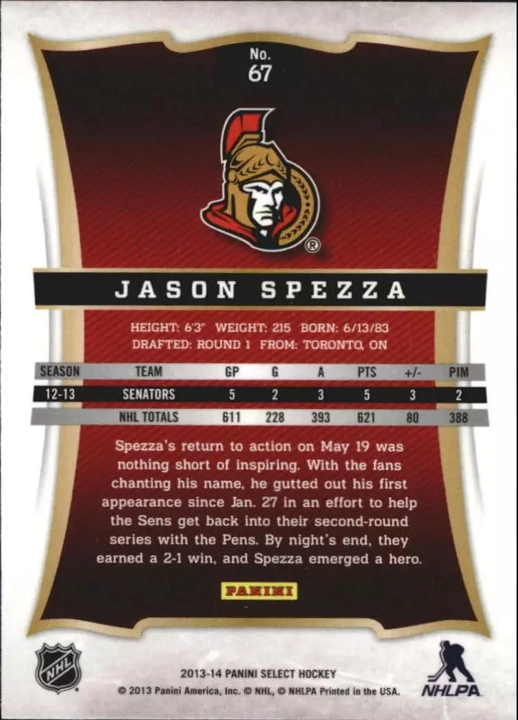 2013-14 Select #67 Jason Spezza 1