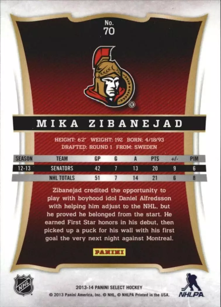 2013-14 Select #70 Mika Zibanejad 1