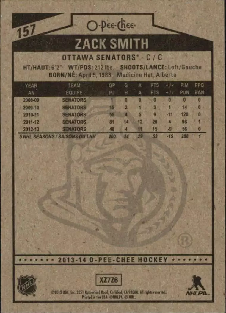 2013-14 O-Pee-Chee #157 Zack Smith 1