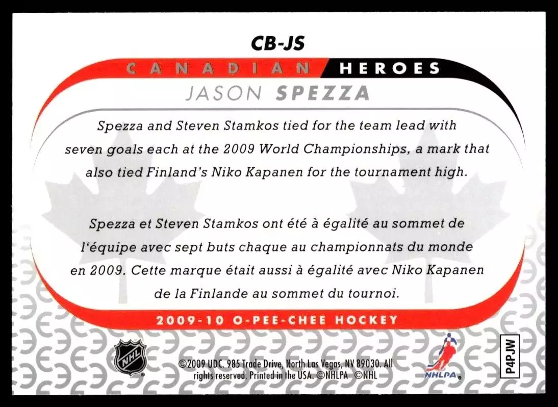 2009-10 O-Pee-Chee Canadian Heroes #CBJS Jason Spezza 1