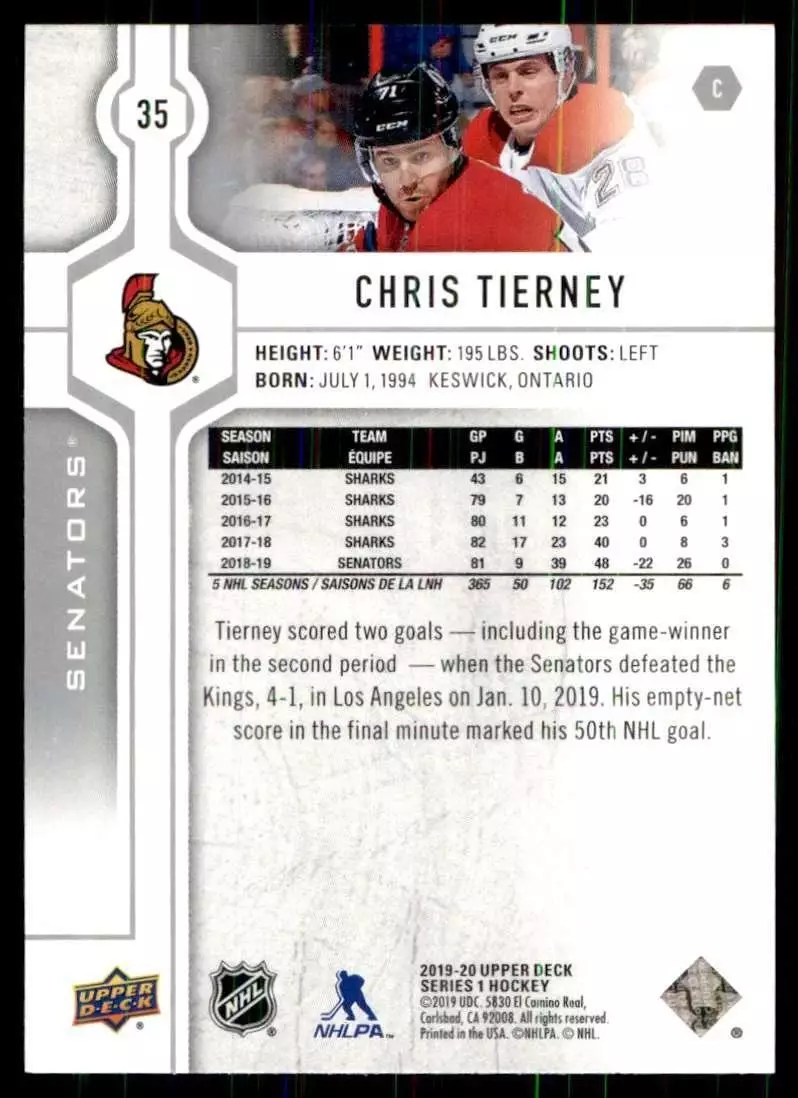 2019-20 Upper Deck #35 Chris Tierney 1