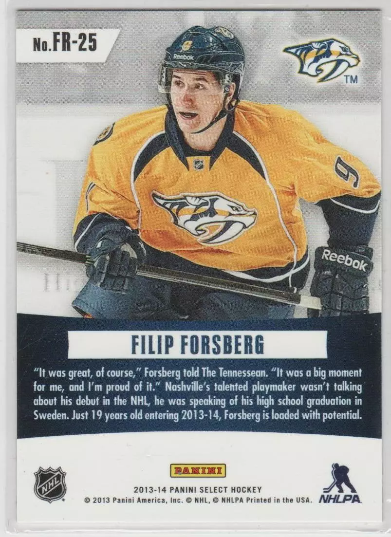 2013-14 Select Fire on Ice Rookies #FR25 Filip Forsberg 1