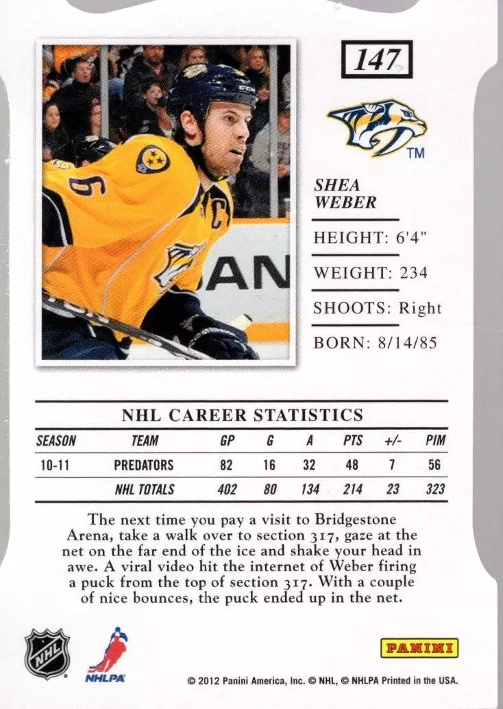 2011-12 Elite Aspirations #147 Shea Weber 1