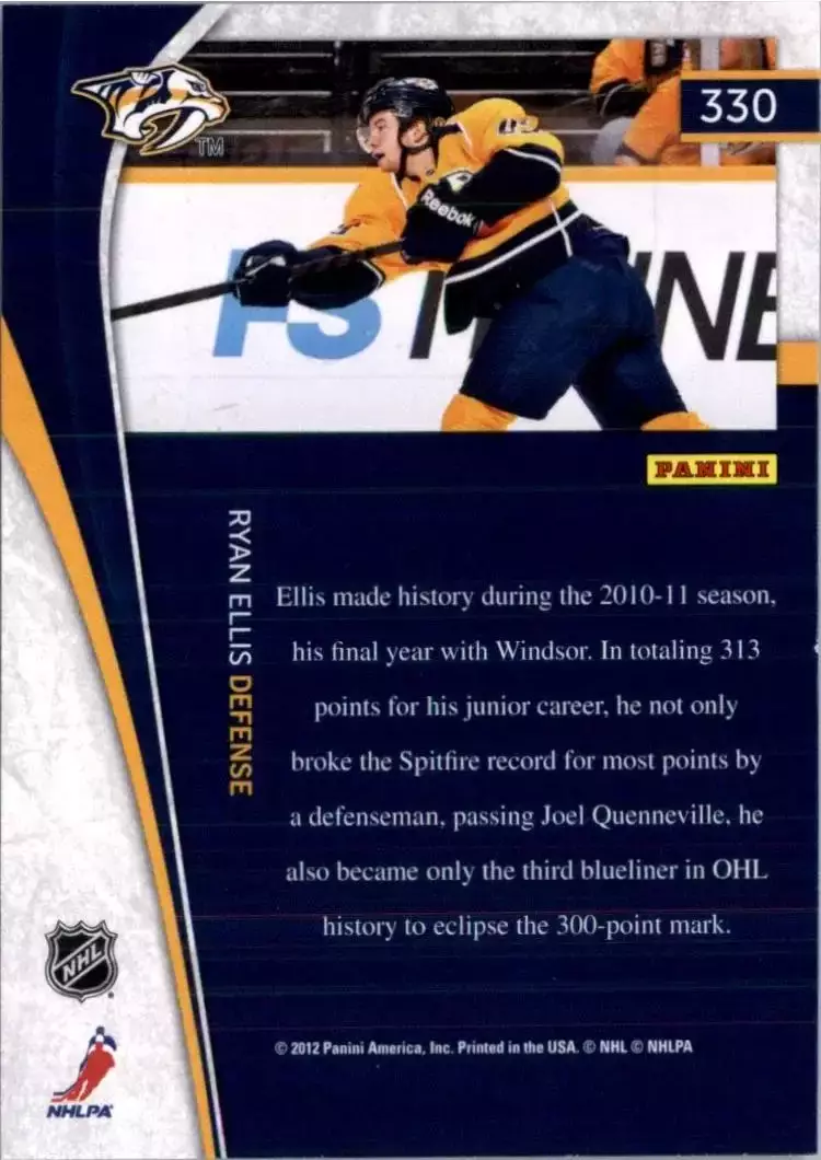 2011-12 Pinnacle #330 Ryan Ellis RC 1