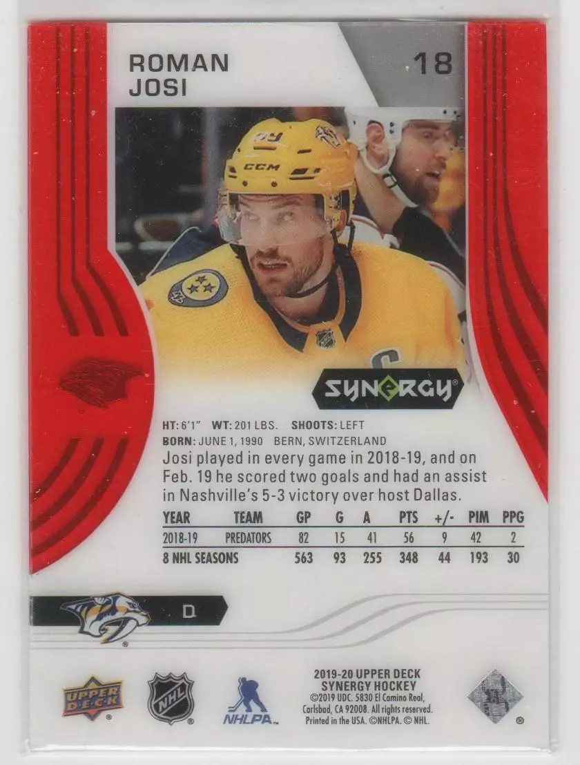 2019-20 Synergy Red #18 Roman Josi 1