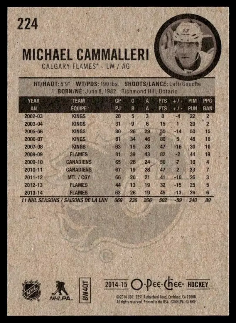 2014-15 O-Pee-Chee #224 Michael Cammalleri 1