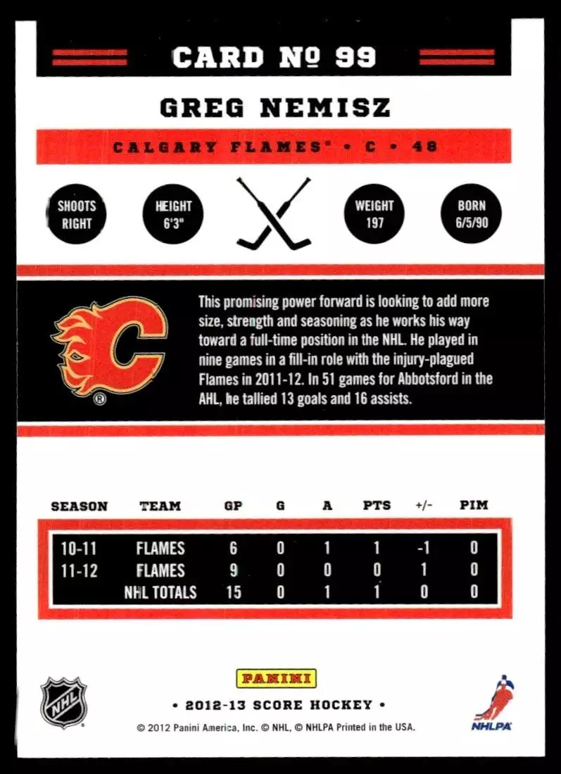 2012-13 Score #99 Greg Nemisz 1
