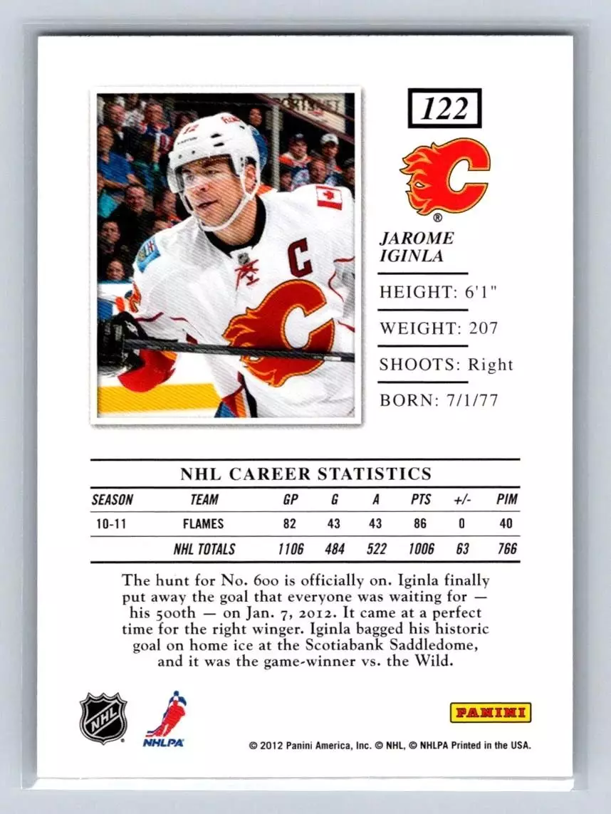 2011-12 Elite #122 Jarome Iginla 1