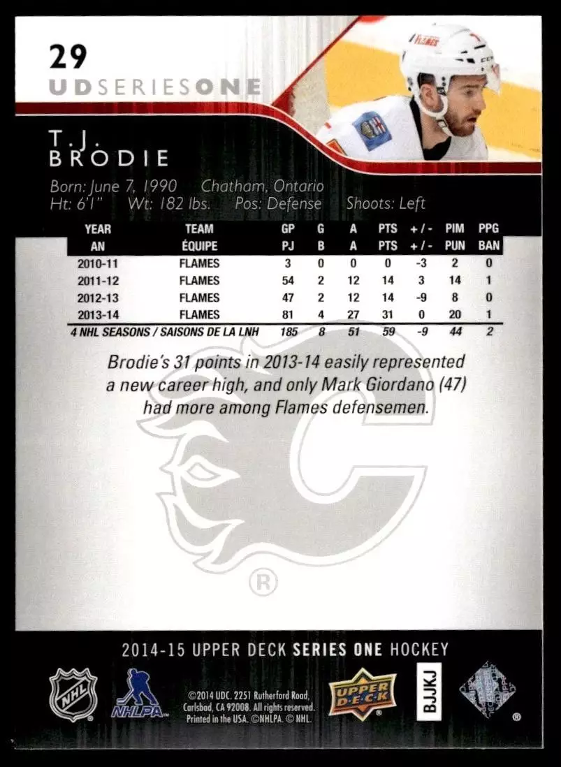 2014-15 Upper Deck #29 T.J. Brodie 1