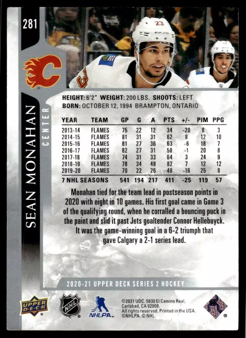 2020-21 Upper Deck #281 Sean Monahan 1