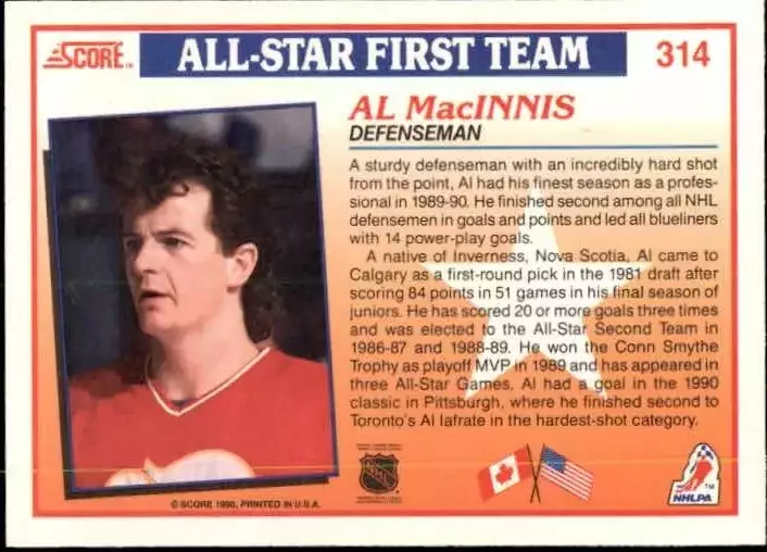 1990-91 Score #314 Al MacInnis AS1 1