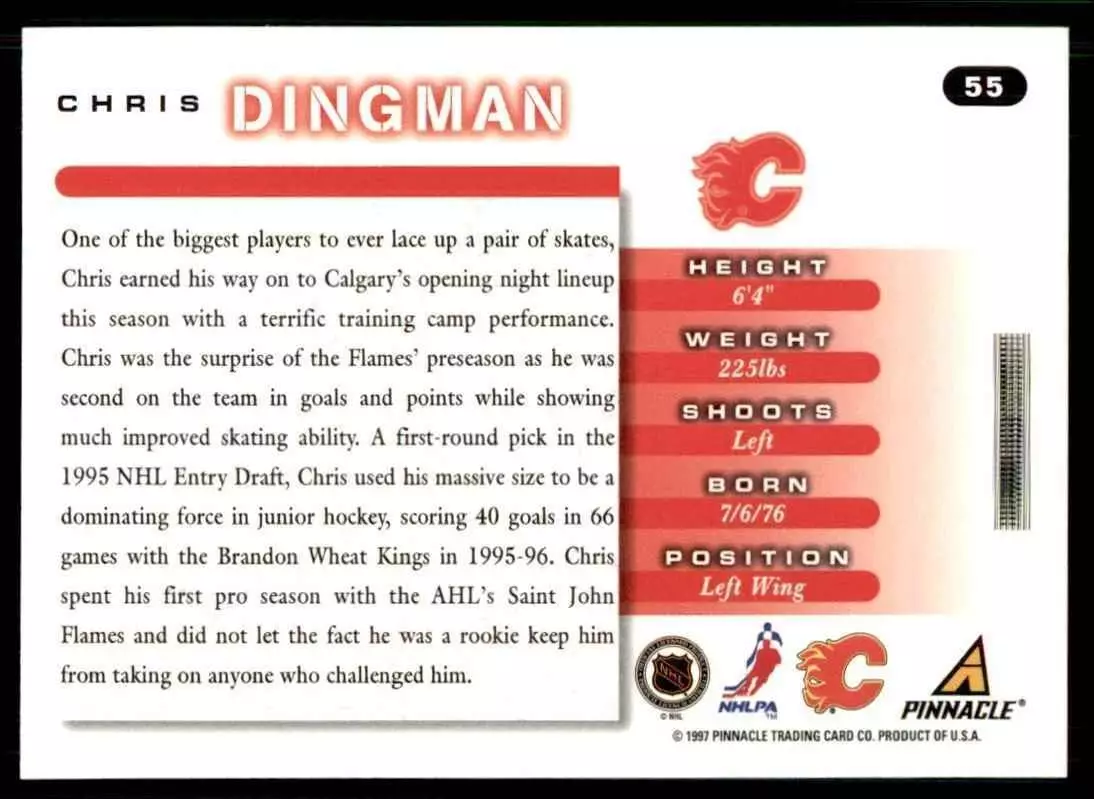 1997-98 Score #55 Chris Dingman RC \ Enforcers 1