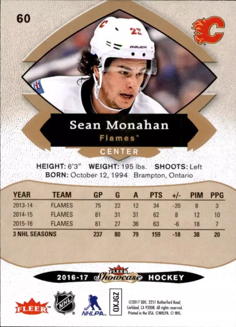 2016-17 Fleer Showcase #60 Sean Monahan 1