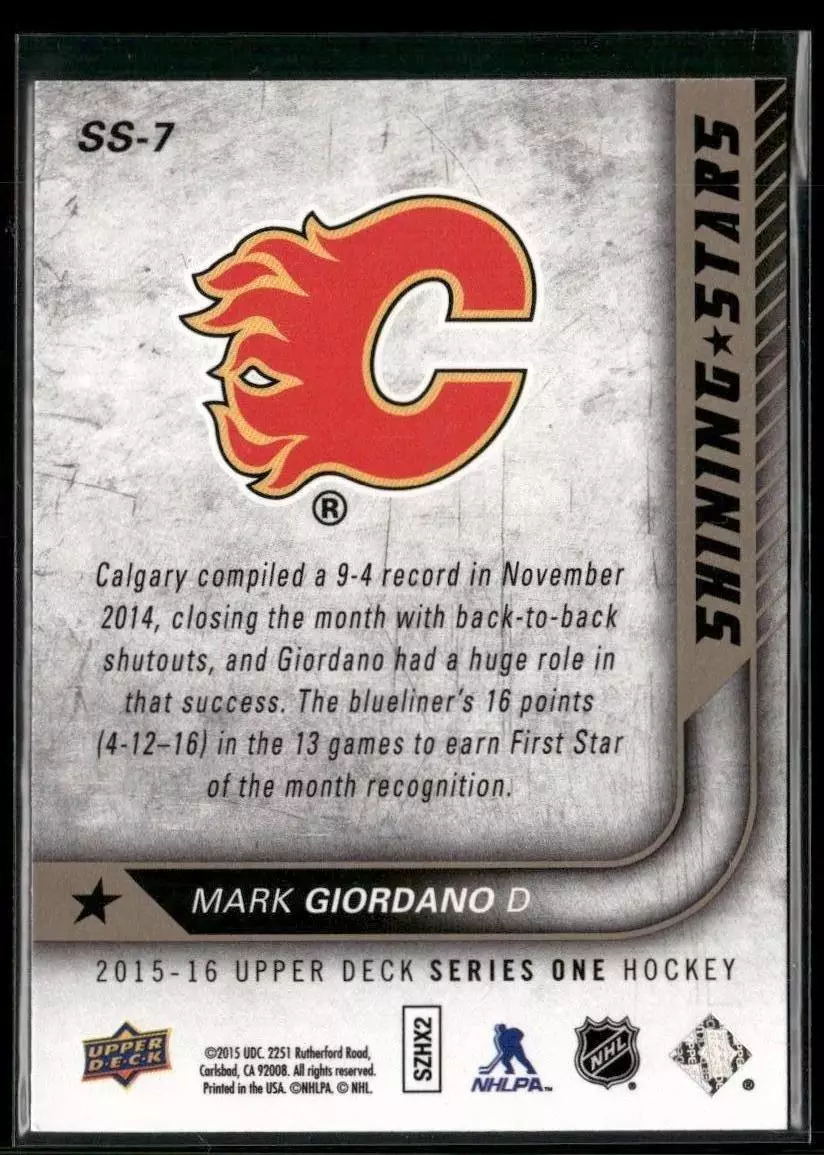 2015-16 Upper Deck Shining Stars #SS7 Mark Giordano 1