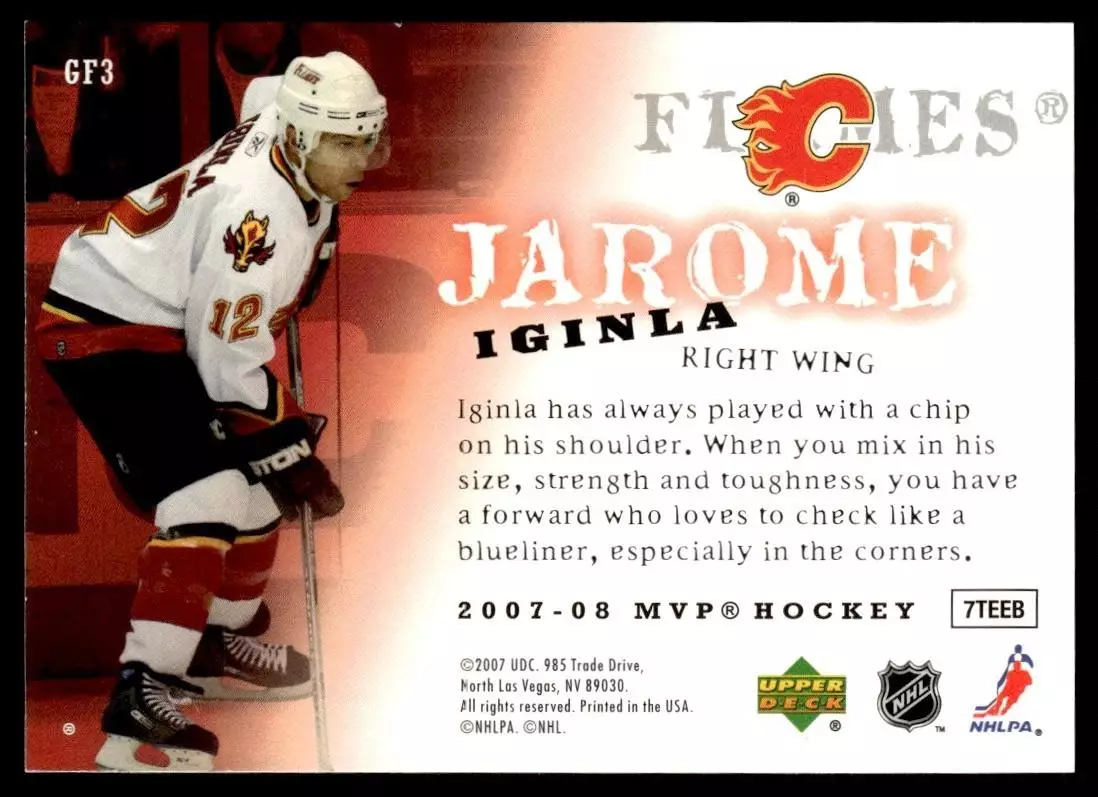 2007-08 Upper Deck MVP Game Faces #GF3 Jarome Iginla 1