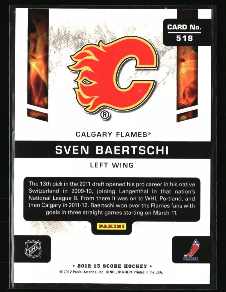 2012-13 Score #518 Sven Baertschi HR RC 1
