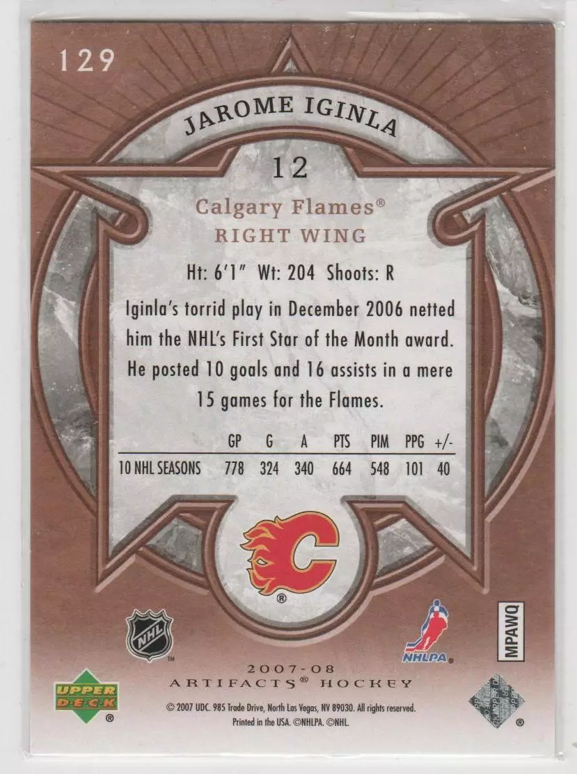2007-08 Artifacts #129 Jarome Iginla S 0736\1499 1
