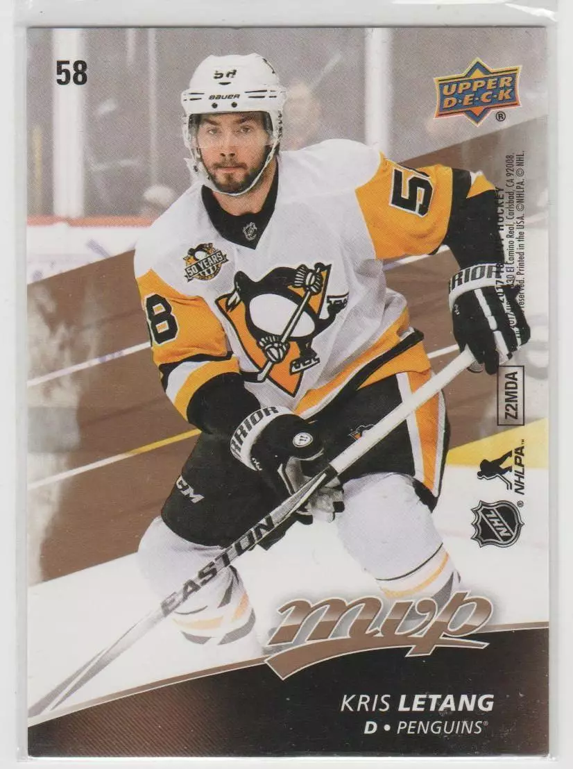 2017-18 Upper Deck MVP Puzzle Back #58 Kris Letang