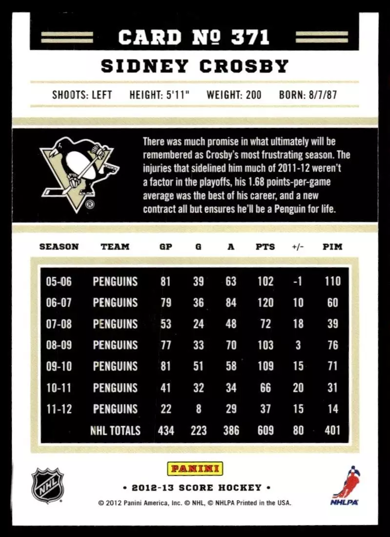 2012-13 Score #371 Sidney Crosby 1