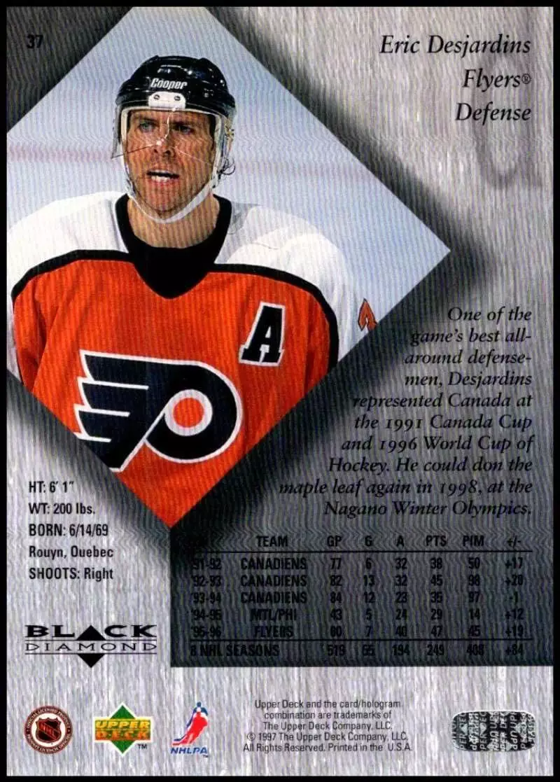 1996-97 Black Diamond #37 Eric Desjardins 1