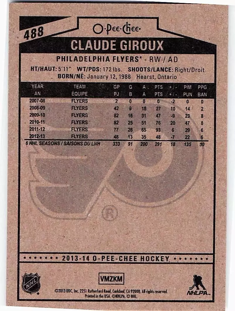2013-14 O-Pee-Chee #488 Claude Giroux 1