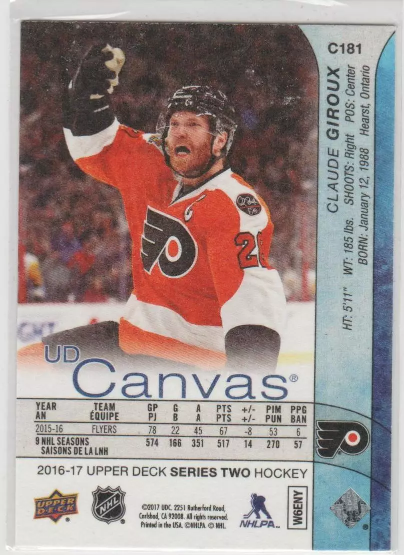 2016-17 Upper Deck Canvas #C181 Claude Giroux 1