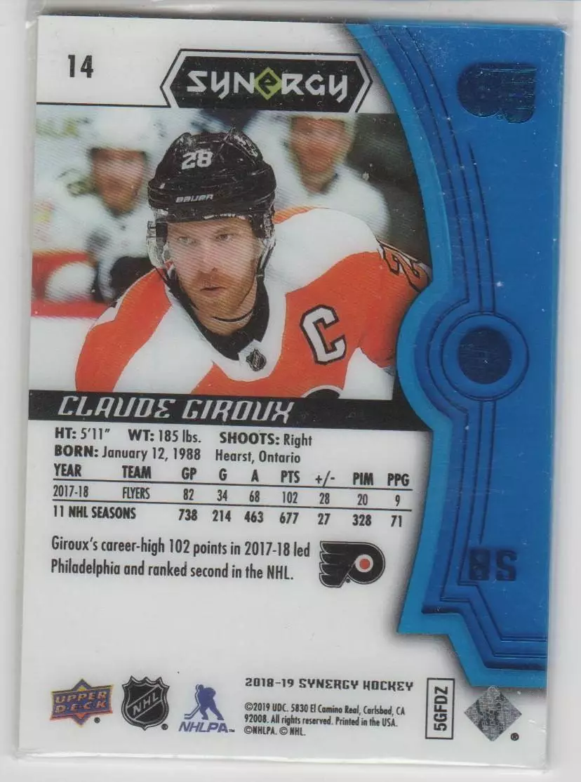 2018-19 Synergy Blue #14 Claude Giroux 1