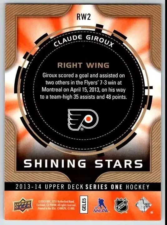 2013-14 Upper Deck Shining Stars Right Wing #RW2 Claude Giroux 1