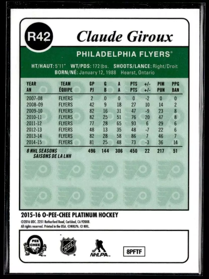 2015-16 O-Pee-Chee Platinum Retro #R42 Claude Giroux 1
