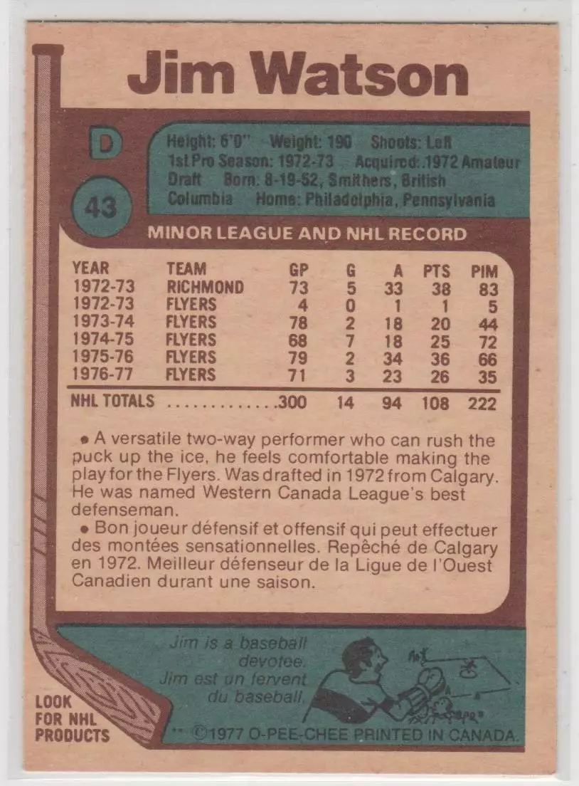 1977-78 O-Pee-Chee #43 Jimmy Watson 1