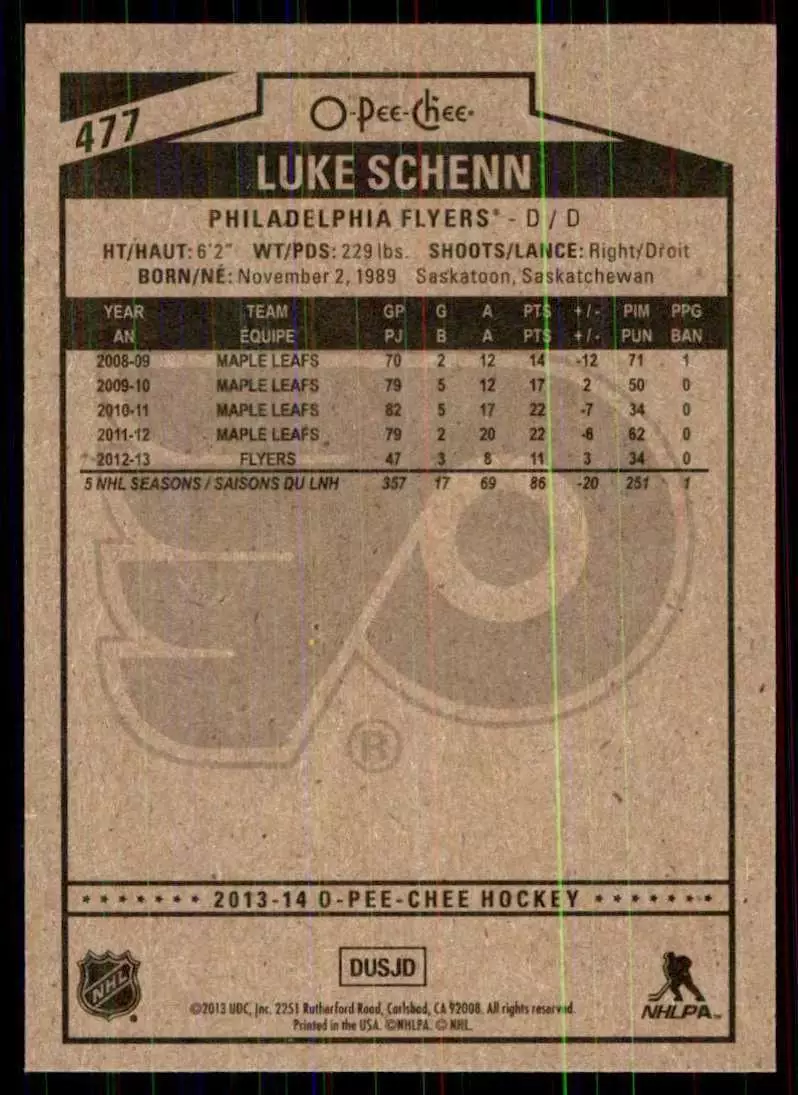 2013-14 O-Pee-Chee #477 Luke Schenn 1