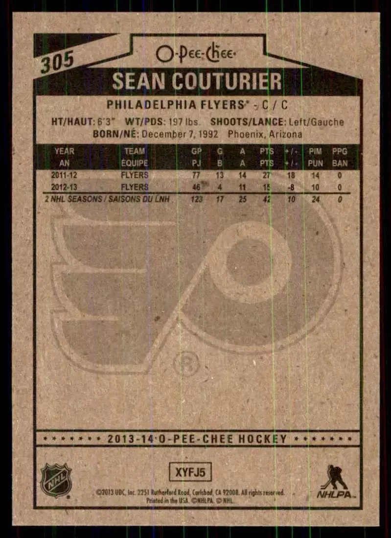 2013-14 O-Pee-Chee #305 Sean Couturier 1