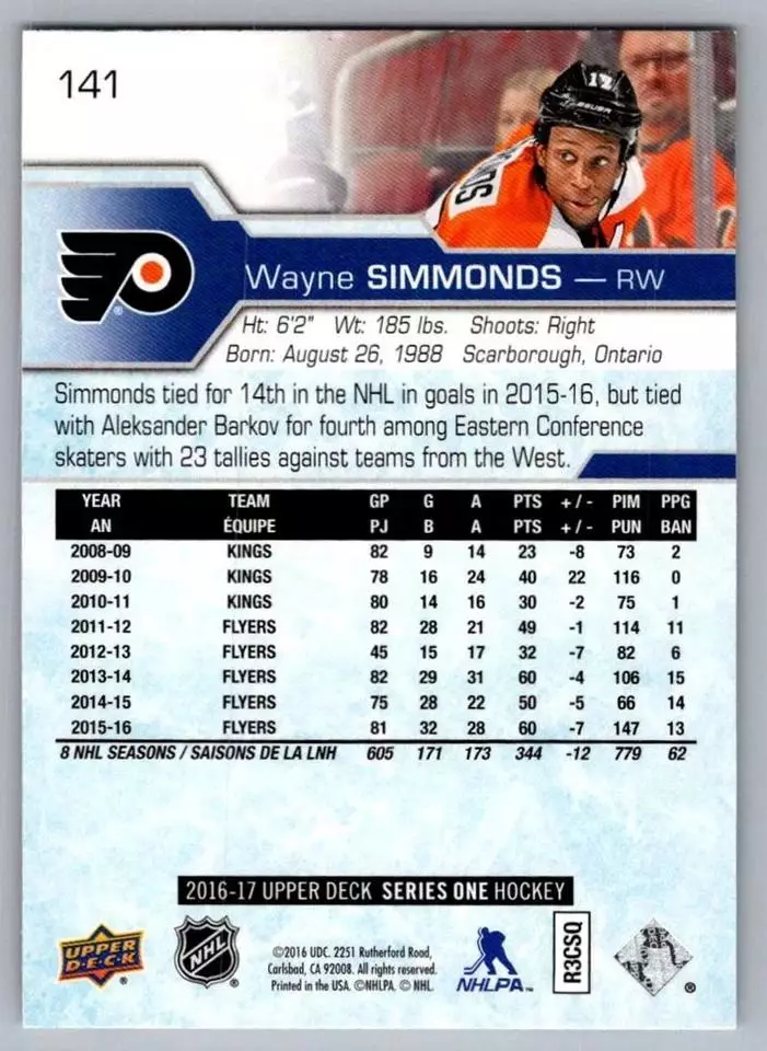 2016-17 Upper Deck #141 Wayne Simmonds 1