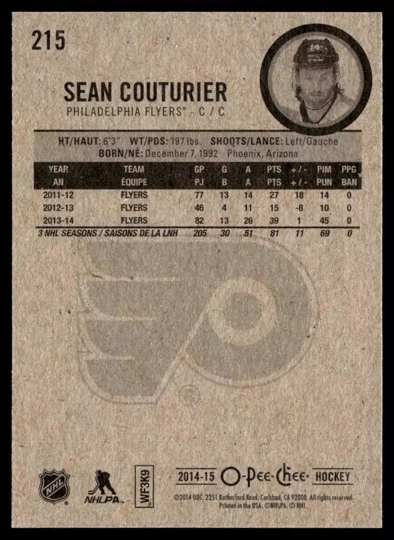 2014-15 O-Pee-Chee #215 Sean Couturier 1