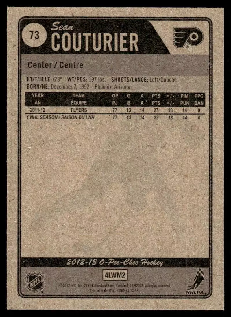 2012-13 O-Pee-Chee #73 Sean Couturier 1