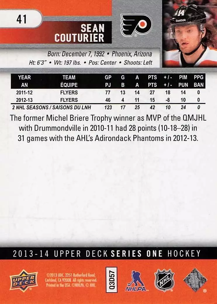 2013-14 Upper Deck #41 Sean Couturier 1