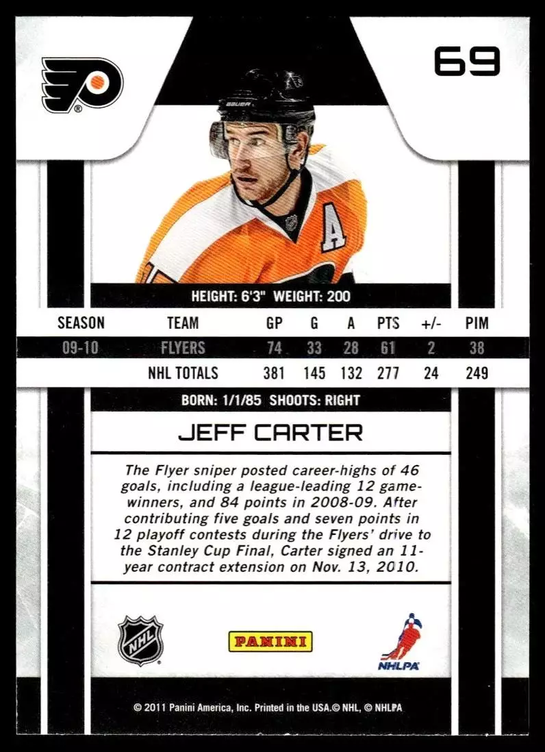 2010-11 Zenith #69 Jeff Carter 1