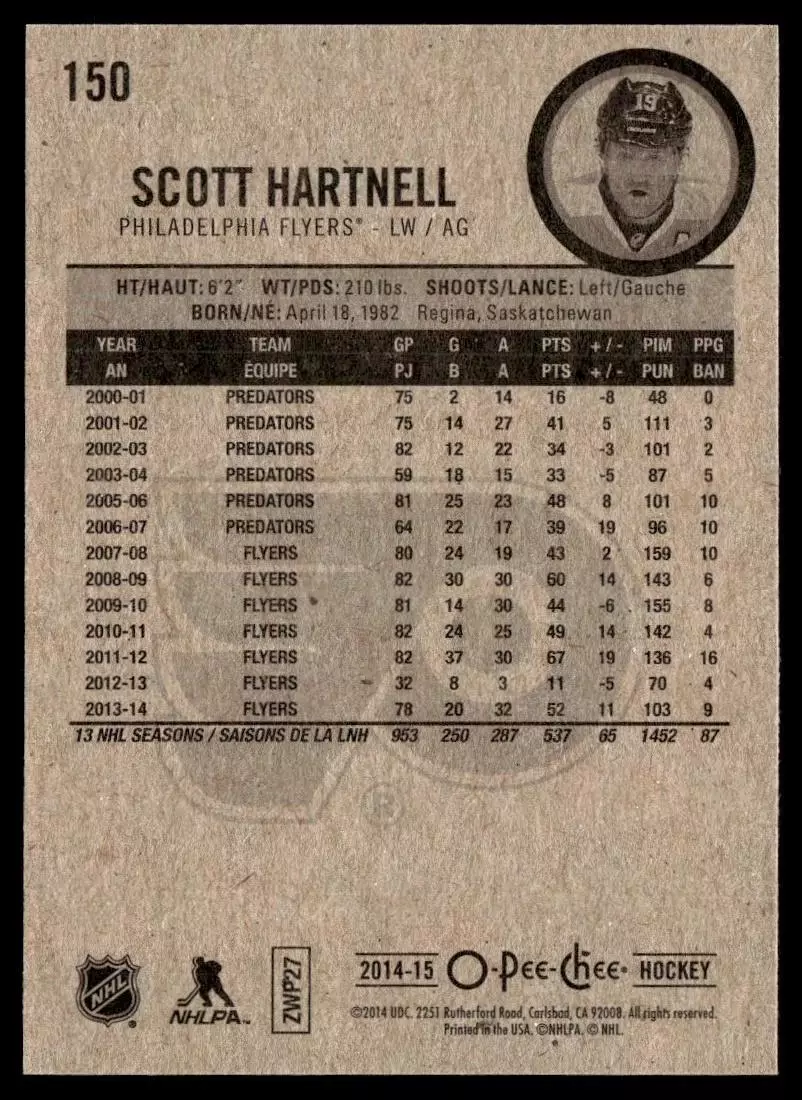 2014-15 O-Pee-Chee #150 Scott Hartnell 1