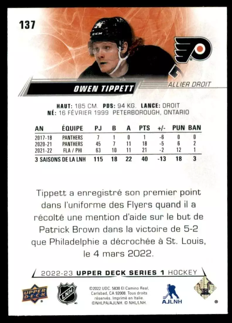 2022-23 Upper Deck #137 Owen Tippett 1