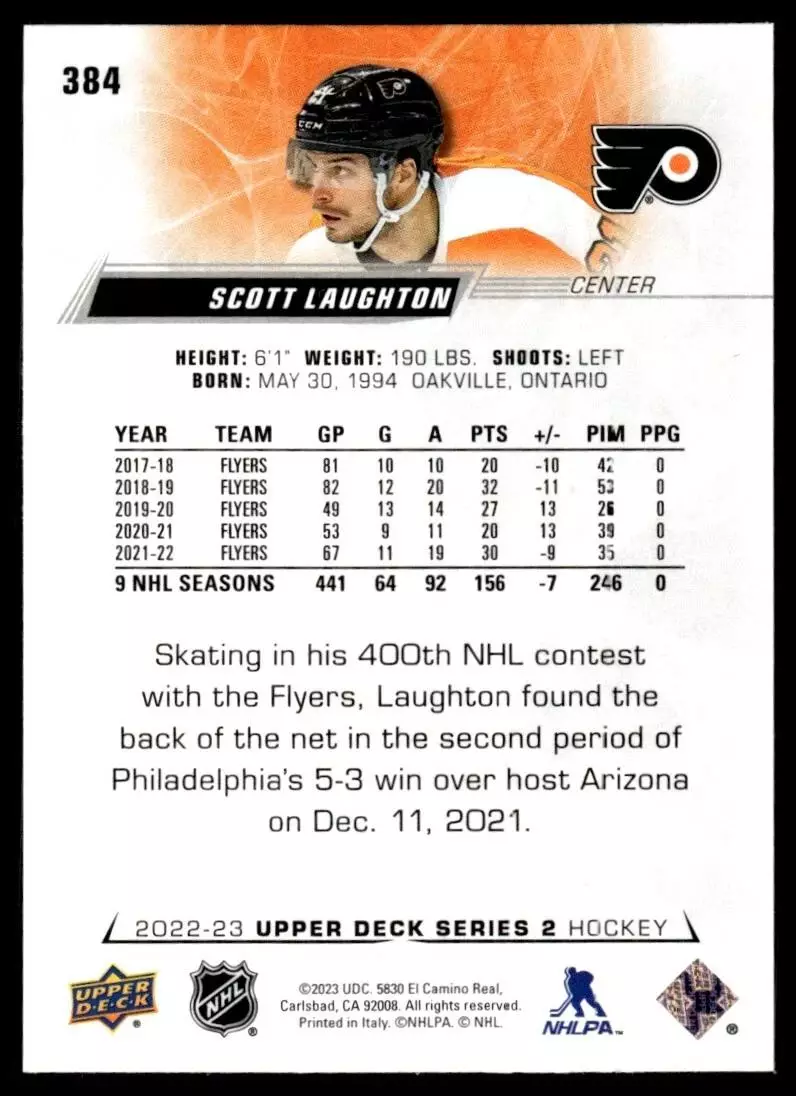 2022-23 Upper Deck #384 Scott Laughton 1