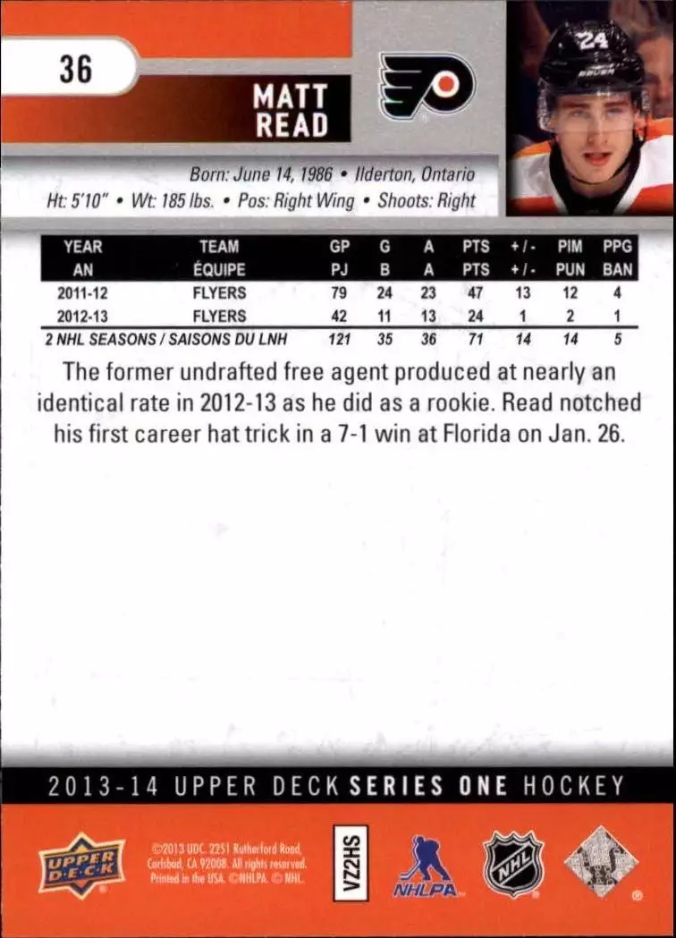 2013-14 Upper Deck #36 Matt Read 1