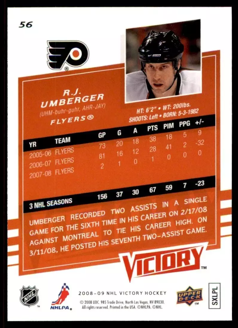 2008-09 Upper Deck Victory #56 R.J. Umberger 1