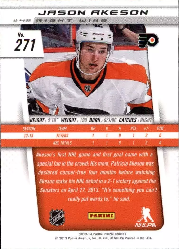 2013-14 Panini Prizm #271 Jason Akeson RC \ Admiral Vladivostok 1