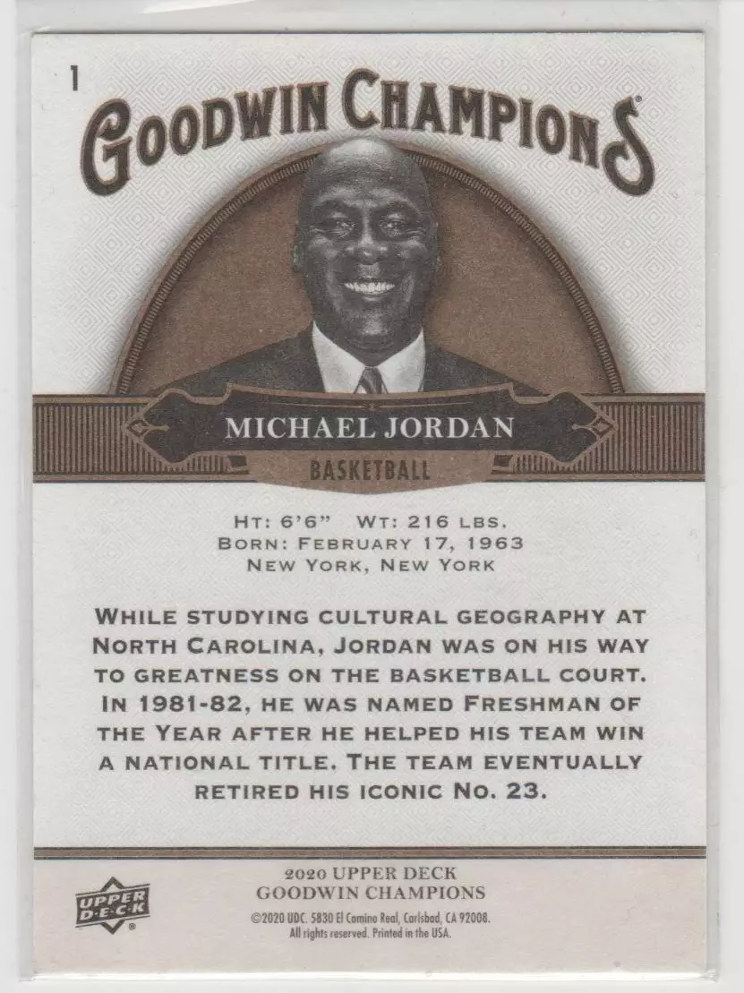 2020 Upper Deck Goodwin Champions #1 Michael Jordan 1