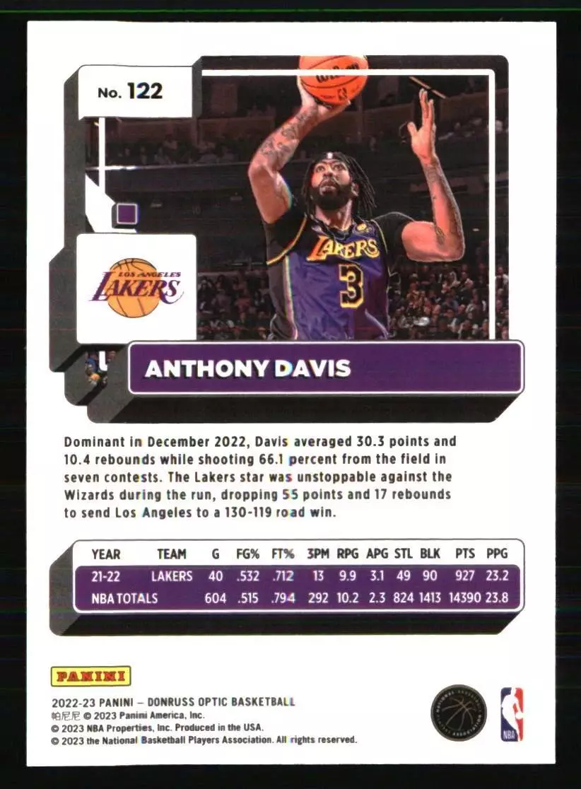 2022-23 Donruss Optic #122 Anthony Davis 1