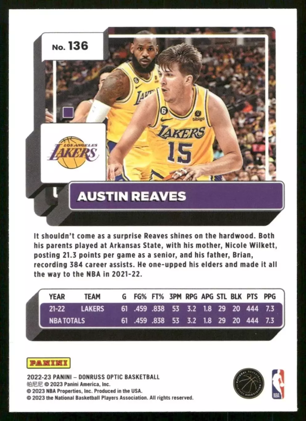 2022-23 Donruss Optic #136 Austin Reaves 1
